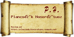 Plancsák Honorátusz névjegykártya